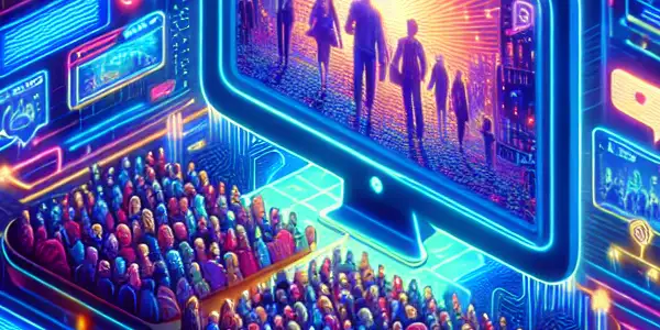 A vibrant online community forum showcasing Asian adult content with colorful thumbnails, chat bubbles, and playful user interactions.