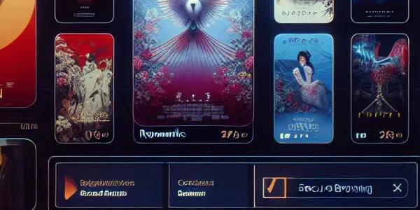 A modern digital interface for an adult film website featuring diverse genres and engaging graphics.